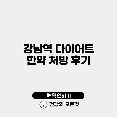 강남역 다이어트 한약 처방 후기