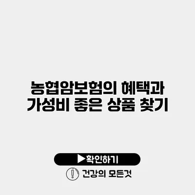 농협암보험의 혜택과 가성비 좋은 상품 찾기