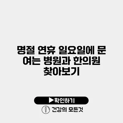명절 연휴 일요일에 문 여는 병원과 한의원 찾아보기
