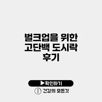 벌크업을 위한 고단백 도시락 후기
