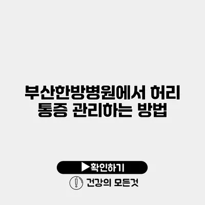 부산한방병원에서 허리 통증 관리하는 방법