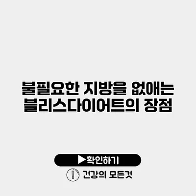 불필요한 지방을 없애는 블리스다이어트의 장점