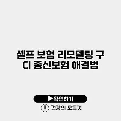 셀프 보험 리모델링 구 CI 종신보험 해결법