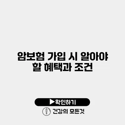 암보험 가입 시 알아야 할 혜택과 조건