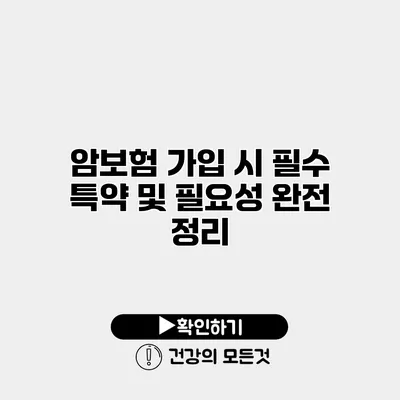 암보험 가입 시 필수 특약 및 필요성 완전 정리