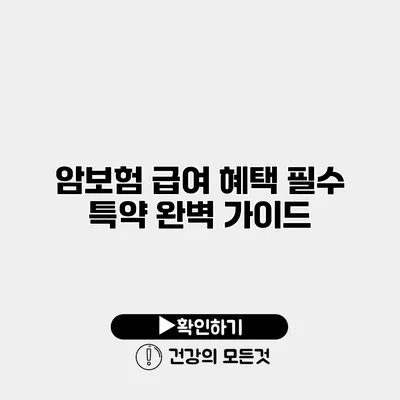 암보험 급여 혜택 필수 특약 완벽 가이드