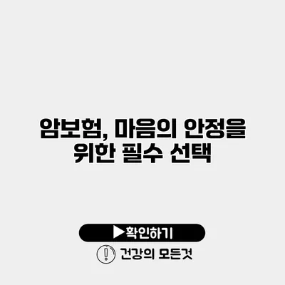 암보험, 마음의 안정을 위한 필수 선택