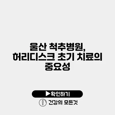 울산 척추병원, 허리디스크 초기 치료의 중요성