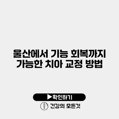 울산에서 기능 회복까지 가능한 치아 교정 방법