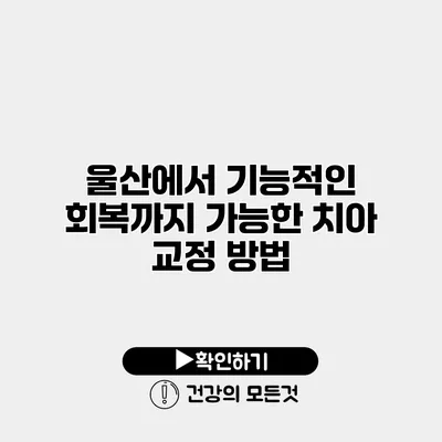 울산에서 기능적인 회복까지 가능한 치아 교정 방법