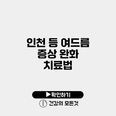인천 등 여드름 증상 완화 치료법
