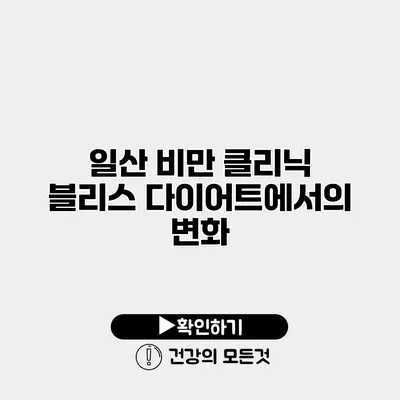 일산 비만 클리닉 블리스 다이어트에서의 변화