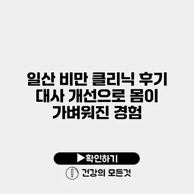 일산 비만 클리닉 후기 대사 개선으로 몸이 가벼워진 경험