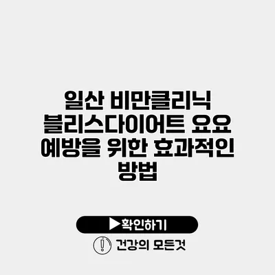 일산 비만클리닉 블리스다이어트 요요 예방을 위한 효과적인 방법