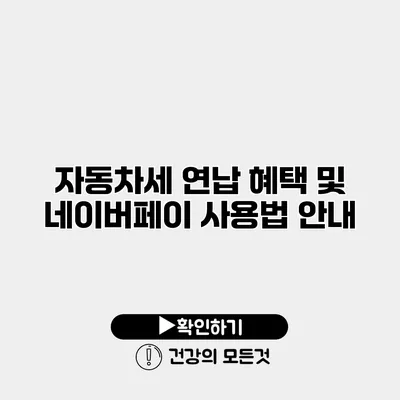 자동차세 연납 혜택 및 네이버페이 사용법 안내