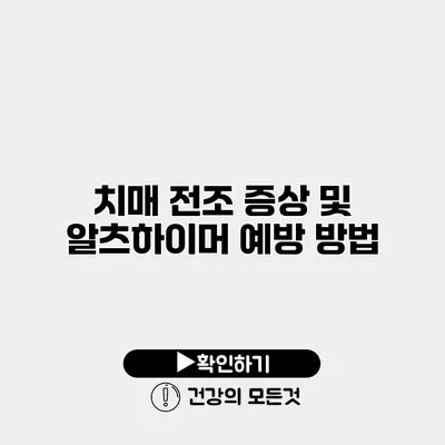 치매 전조 증상 및 알츠하이머 예방 방법