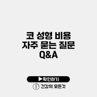 코 성형 비용 자주 묻는 질문 Q&A