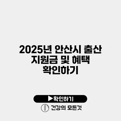 2025년 안산시 출산 지원금 및 혜택 확인하기
