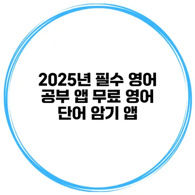 2025년 필수 영어 공부 앱 무료 영어 단어 암기 앱