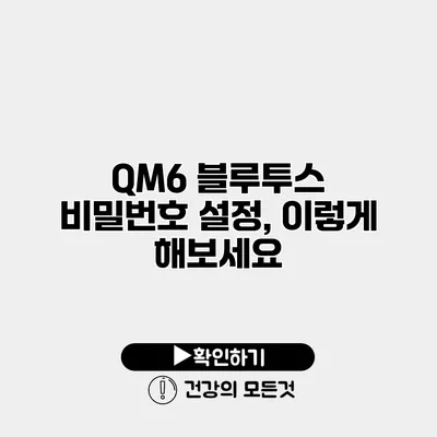 QM6 블루투스 비밀번호 설정, 이렇게 해보세요