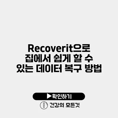 Recoverit으로 집에서 쉽게 할 수 있는 데이터 복구 방법