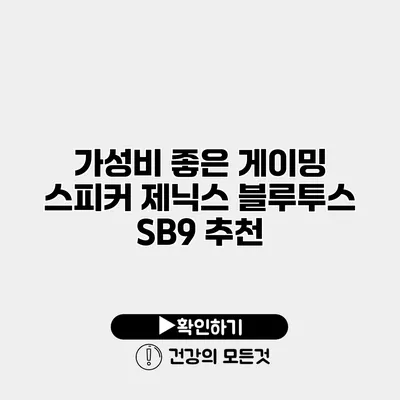 가성비 좋은 게이밍 스피커 제닉스 블루투스 SB9 추천