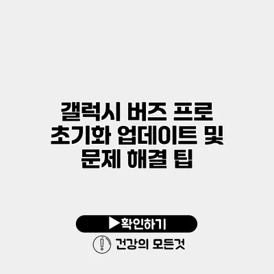 갤럭시 버즈 프로 초기화 업데이트 및 문제 해결 팁