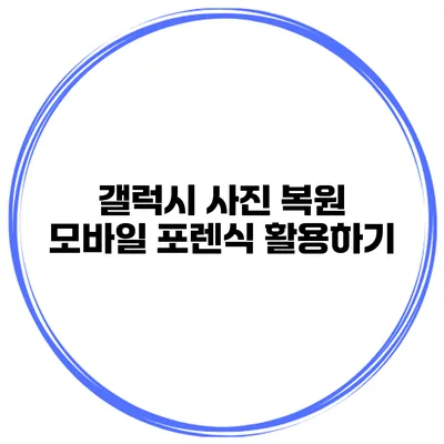 갤럭시 사진 복원 모바일 포렌식 활용하기
