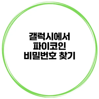 갤럭시에서 파이코인 비밀번호 찾기