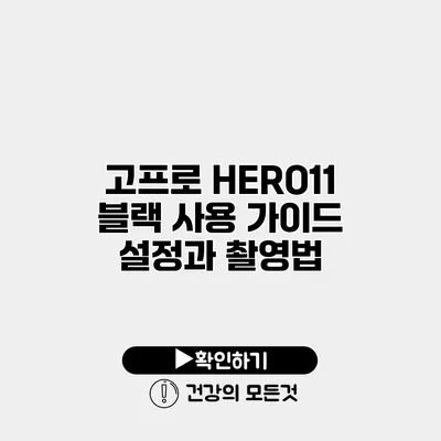 고프로 HERO11 블랙 사용 가이드 설정과 촬영법