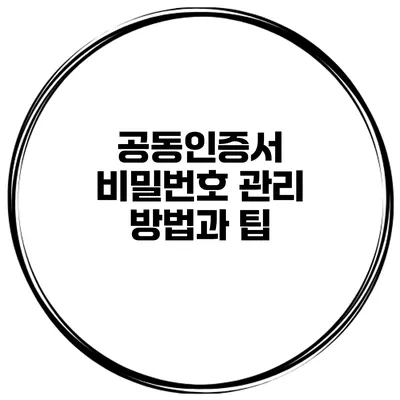 공동인증서 비밀번호 관리 방법과 팁