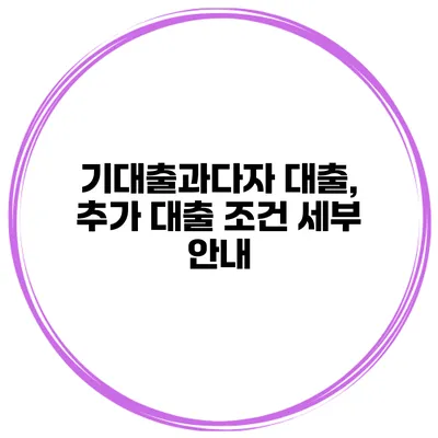 기대출과다자 대출, 추가 대출 조건 세부 안내