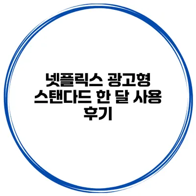 넷플릭스 광고형 스탠다드 한 달 사용 후기