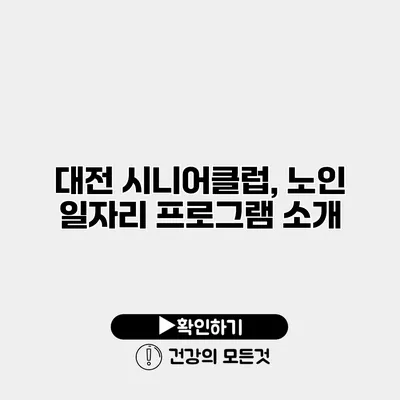 대전 시니어클럽, 노인 일자리 프로그램 소개