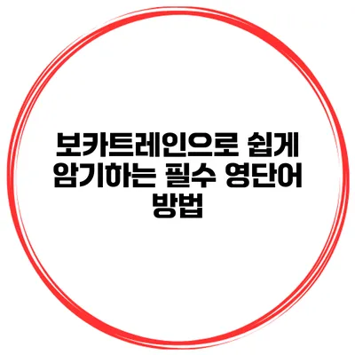 보카트레인으로 쉽게 암기하는 필수 영단어 방법