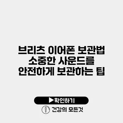 브리츠 이어폰 보관법 소중한 사운드를 안전하게 보관하는 팁