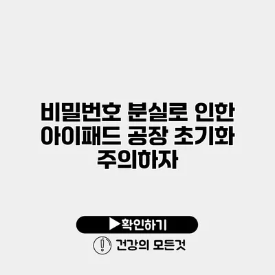 비밀번호 분실로 인한 아이패드 공장 초기화 주의하자
