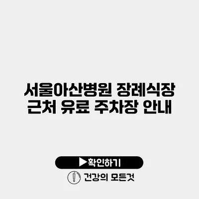 서울아산병원 장례식장 근처 유료 주차장 안내