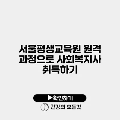 서울평생교육원 원격 과정으로 사회복지사 취득하기