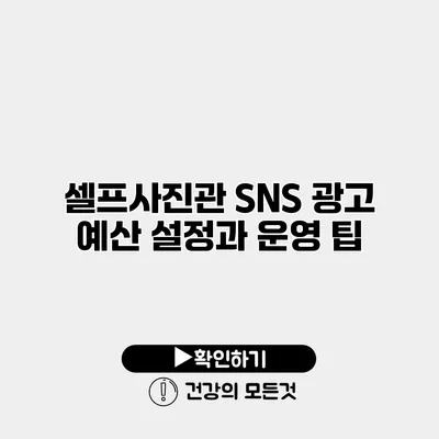 셀프사진관 SNS 광고 예산 설정과 운영 팁