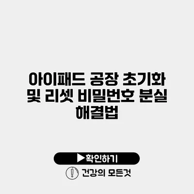 아이패드 공장 초기화 및 리셋 비밀번호 분실 해결법