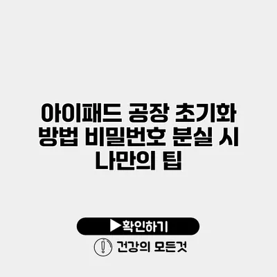 아이패드 공장 초기화 방법 비밀번호 분실 시 나만의 팁