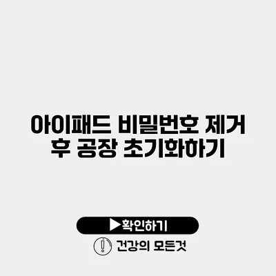 아이패드 비밀번호 제거 후 공장 초기화하기