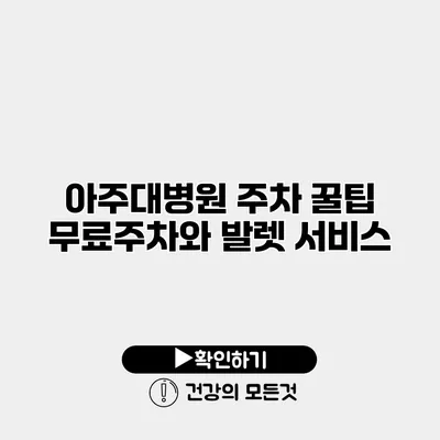 아주대병원 주차 꿀팁 무료주차와 발렛 서비스
