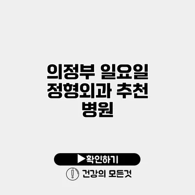 의정부 일요일 정형외과 추천 병원