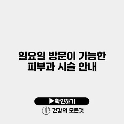 일요일 방문이 가능한 피부과 시술 안내