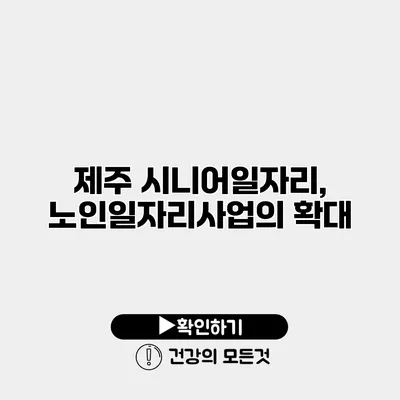 제주 시니어일자리, 노인일자리사업의 확대