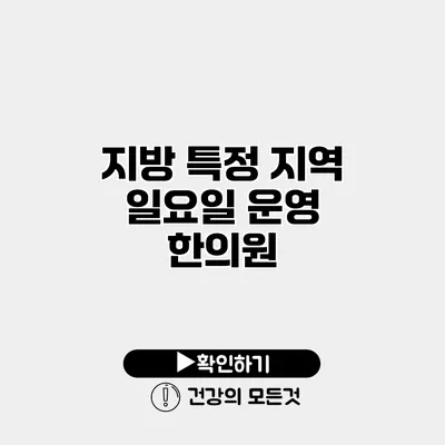 지방 특정 지역 일요일 운영 한의원