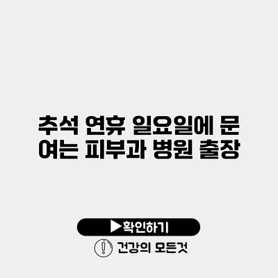 추석 연휴 일요일에 문 여는 피부과 병원 출장