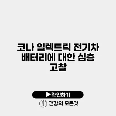 코나 일렉트릭 전기차 배터리에 대한 심층 고찰